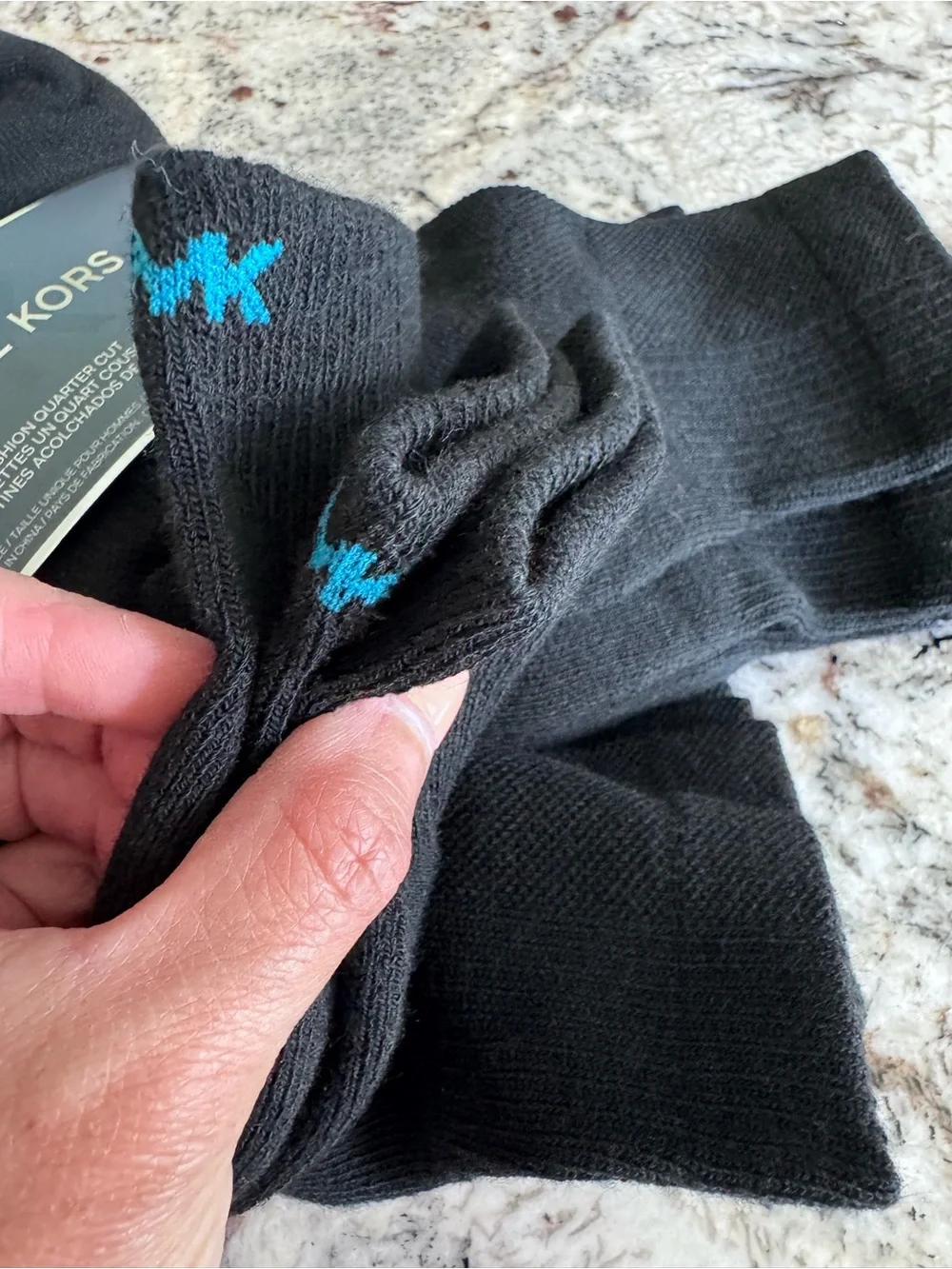 NWT MICHAEL KORS Men’s Black Cushion Quarter Socks 6 Pack MK logo